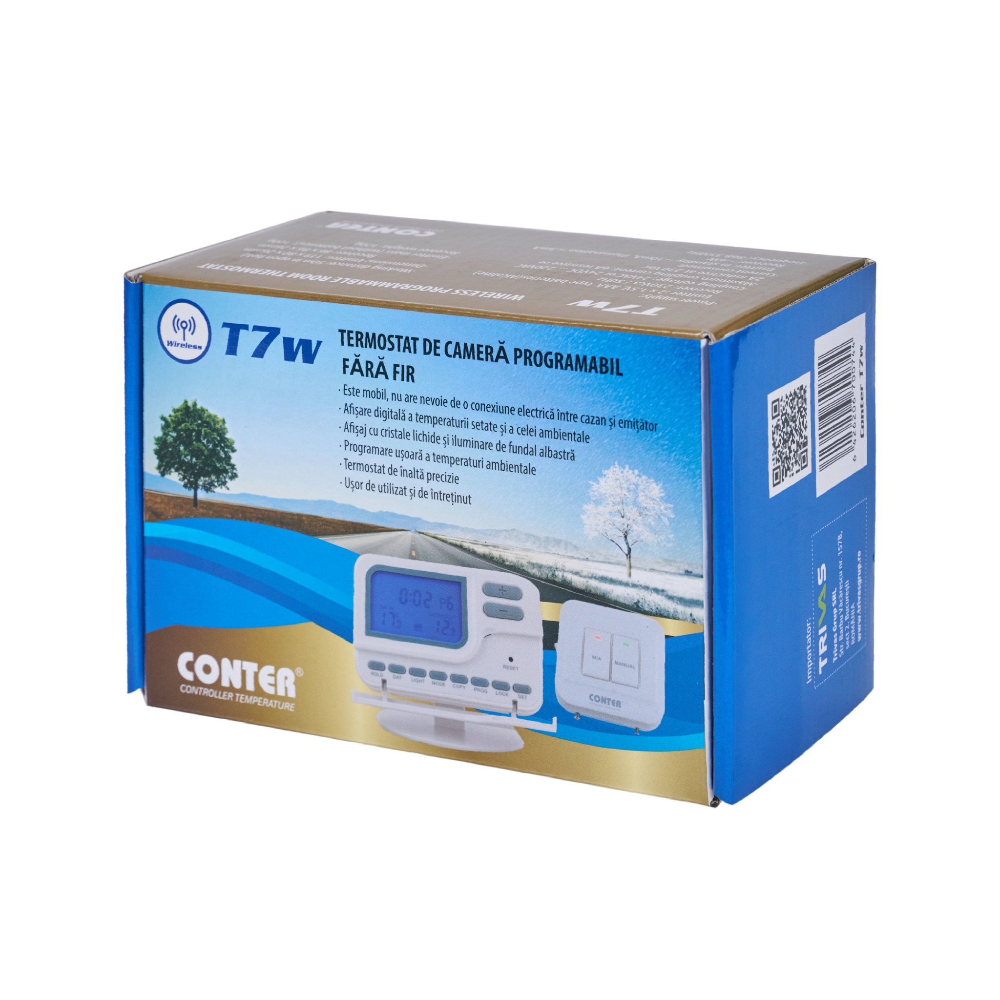 Termostat de ambient fara fir Conter T7W