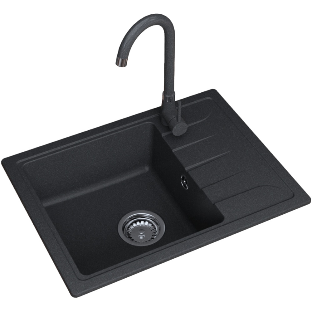 Pachet chiuveta Cooke & Lewis Gracia, 1 cuva, picurator reverisibil, compozit quartz + baterie, negru