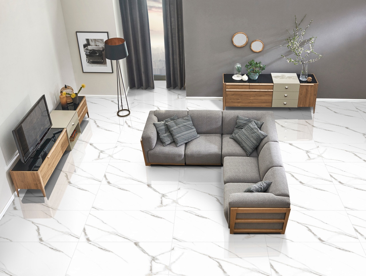 Gresie Varmora Statuario, alb, portelan, 60 x 60 cm, suprafata 1,44 mp