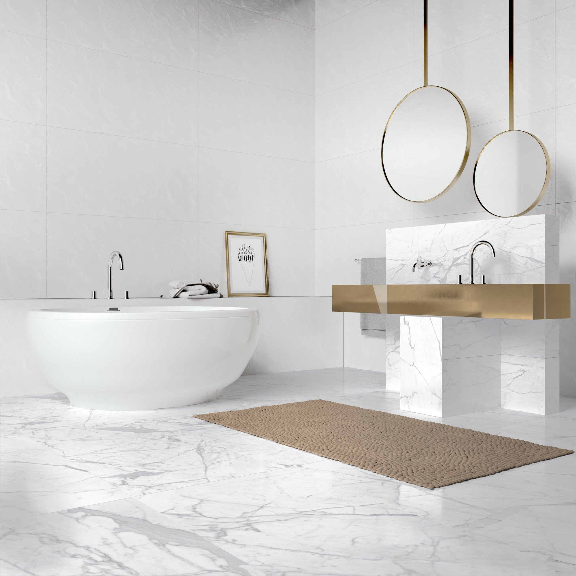 Gresie interior Varmora Statuario, alb, portelanata, 60 x 60 cm, suprafata 1,44 mp