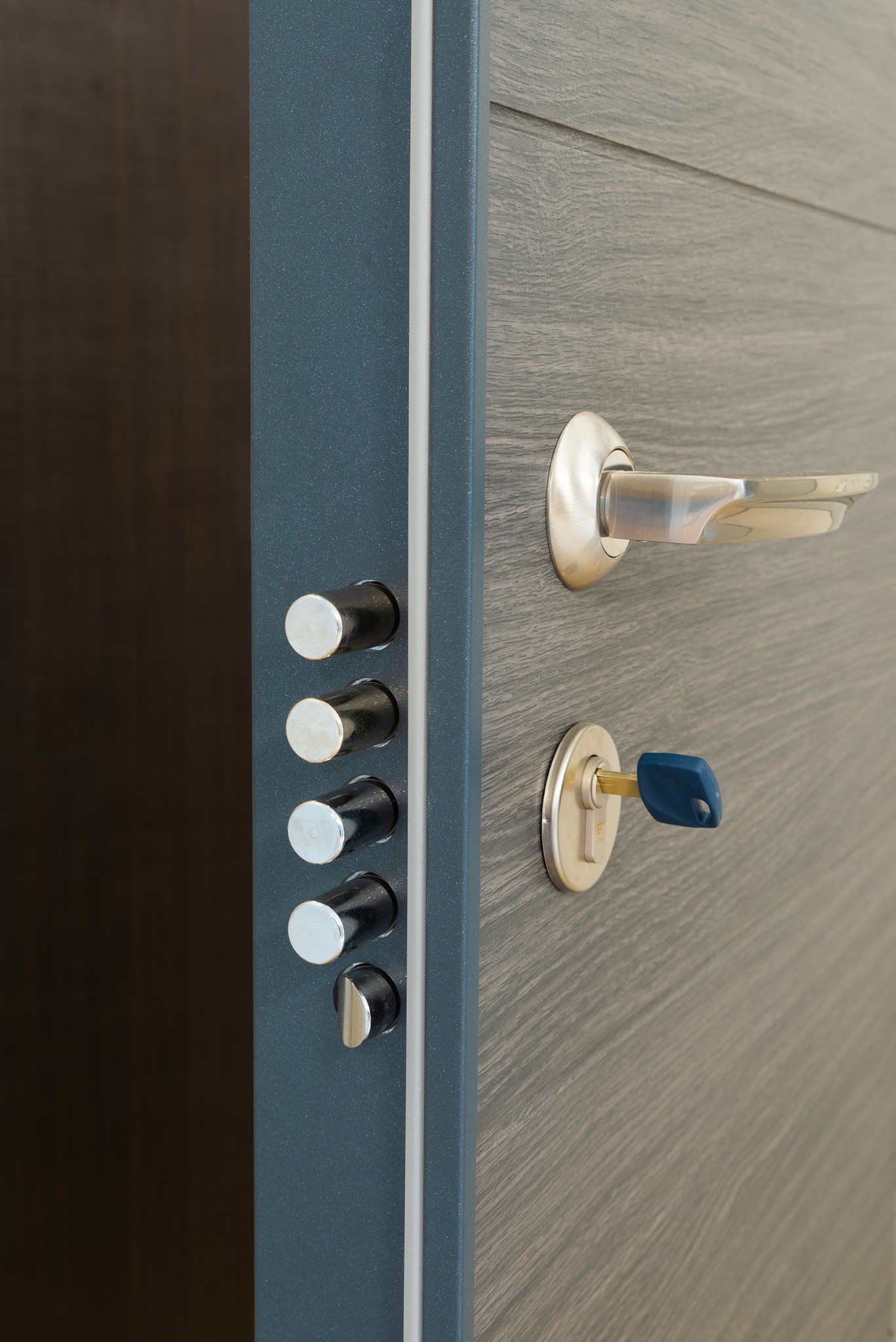 Usa de intrare pentru apartament, metalica, antracit, fara geam, stanga, 202 x 86 cm  Bella Casa Chicago 114