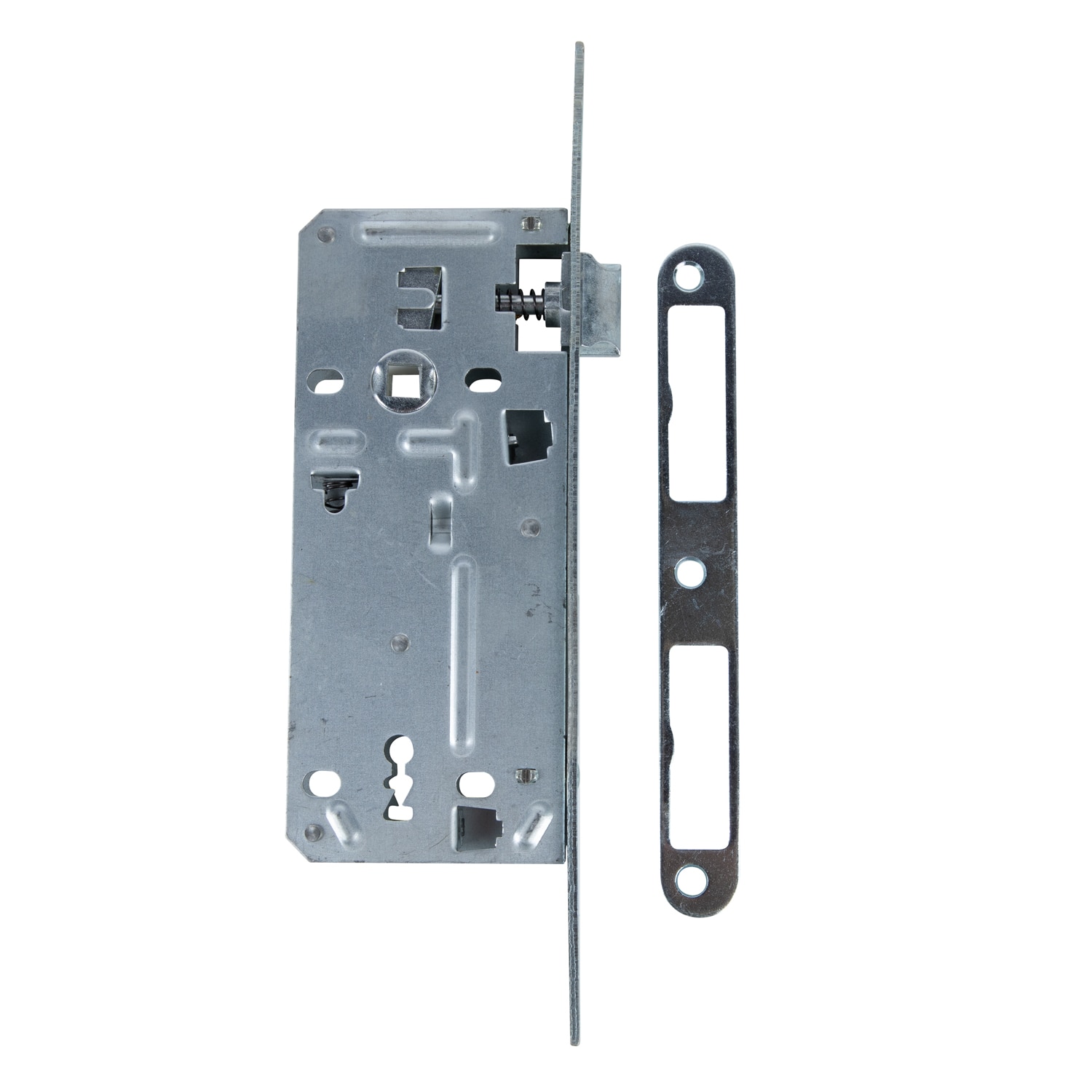 Broasca ingropata, usi de interior, finisaj otel zincat, zavor in 2 curse, backset 60 mm, interax 85 mm  Yale