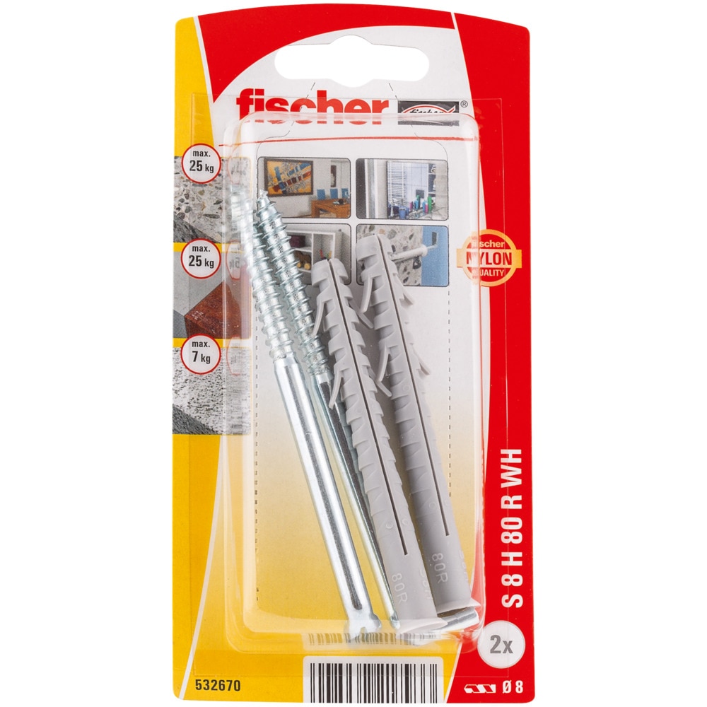 Set de 2 dibluri duopower 8 x 80 cu holsurub in vinclu cromat • Fischer