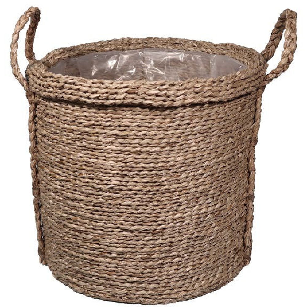 Cos ghiveci flori GOODHOME Witoto, iarba, 39 x 34 cm, maro