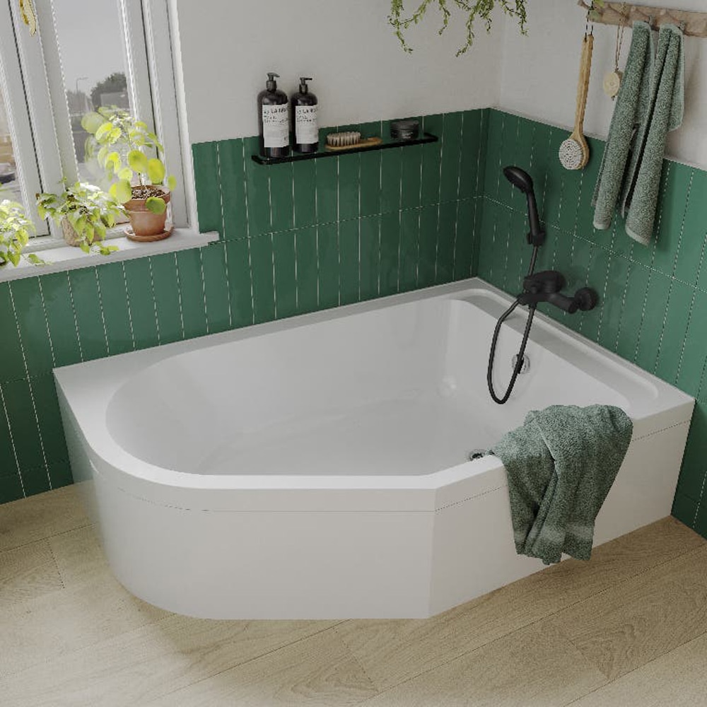 Cada baie GOODHOME Cavally, stanga, acril, 150 x 100 x 39.5 cm, alb