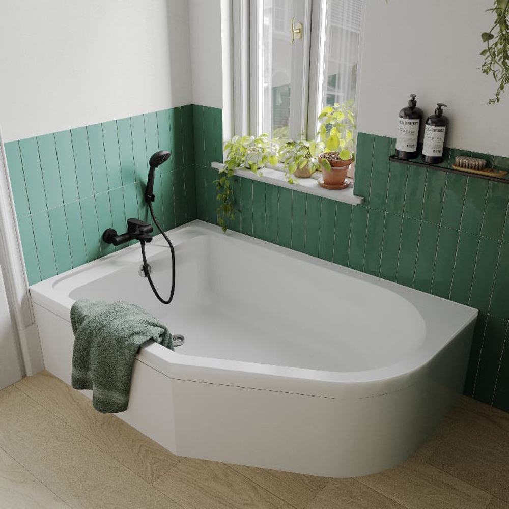 Cada baie GOODHOME Cavally, dreapta, acril, 150 x 100 x 39.5 cm, alb