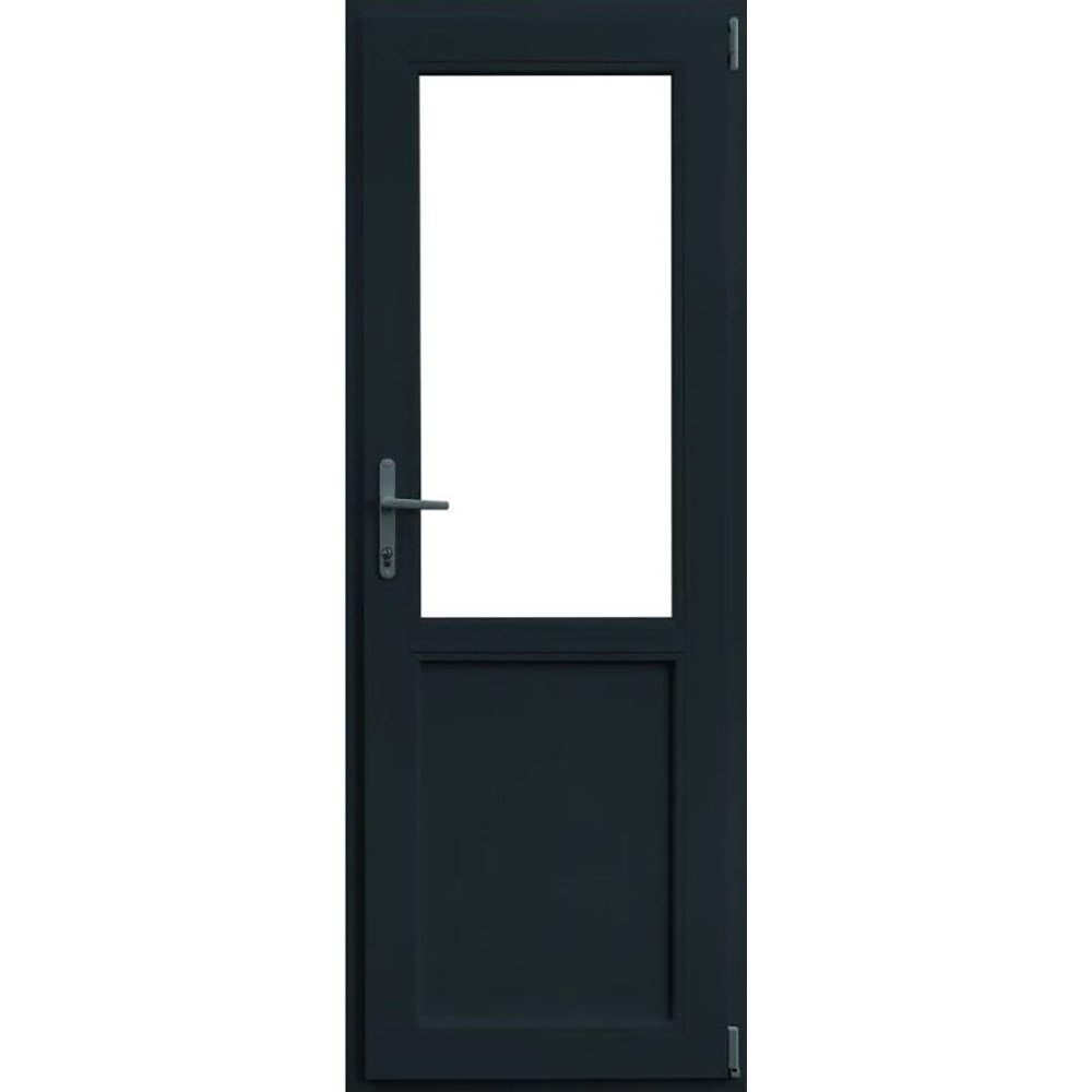 Usa exterior APLAST, cu geam, dreapta, PVC, 4 camere, 2/3, 88 x 205 cm, gri antracit