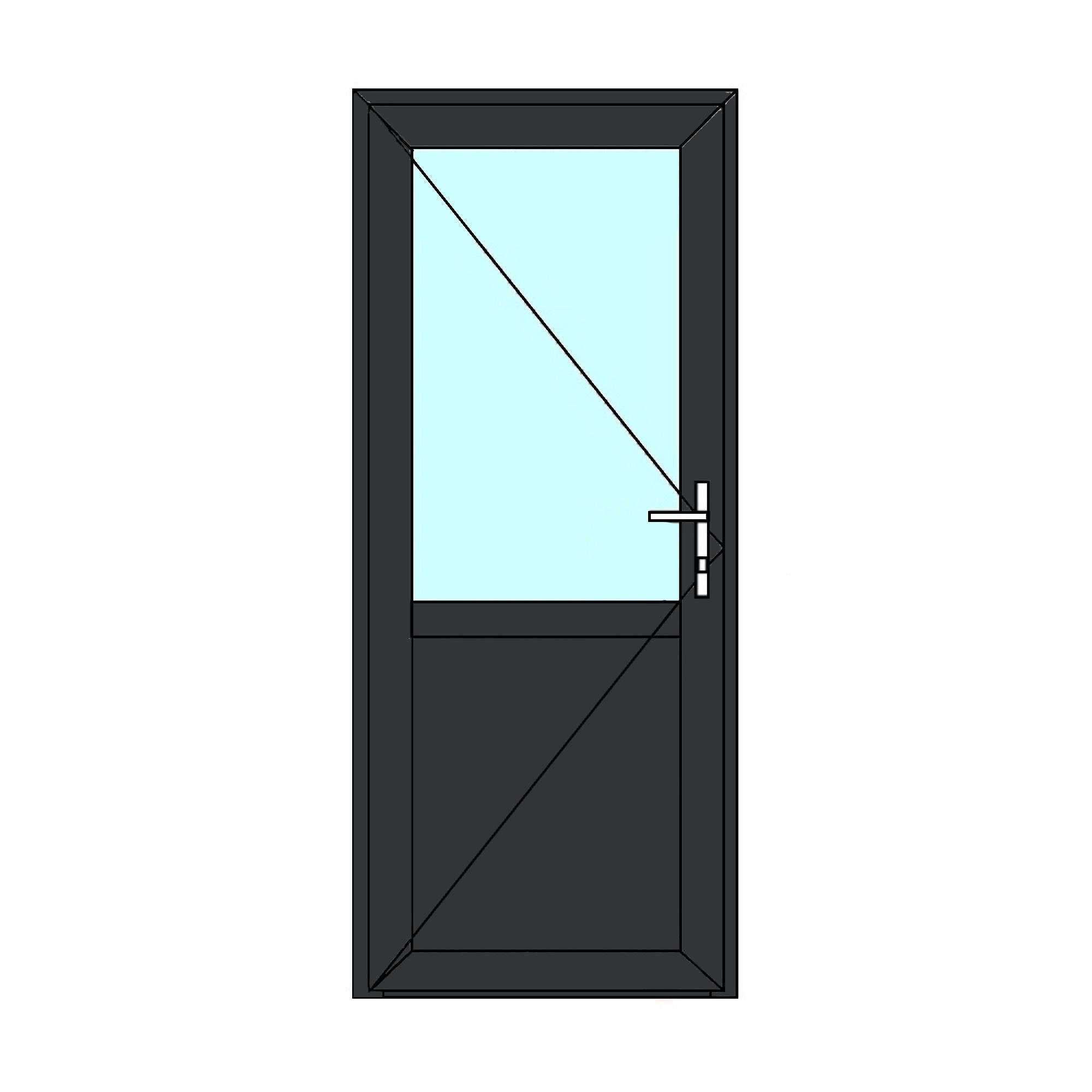 Usa termopan PVC exterior, batanta, cu geam, 5 C, 2/3, gri, dreapta, simpla deschidere, 86 x 204 cm  Aplast