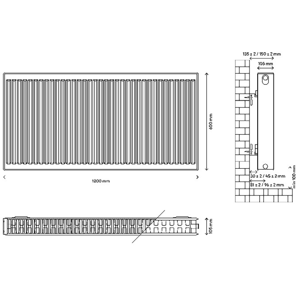 Radiator GOODHOME C11, 400 x 600 mm, 350 W, otel, alb