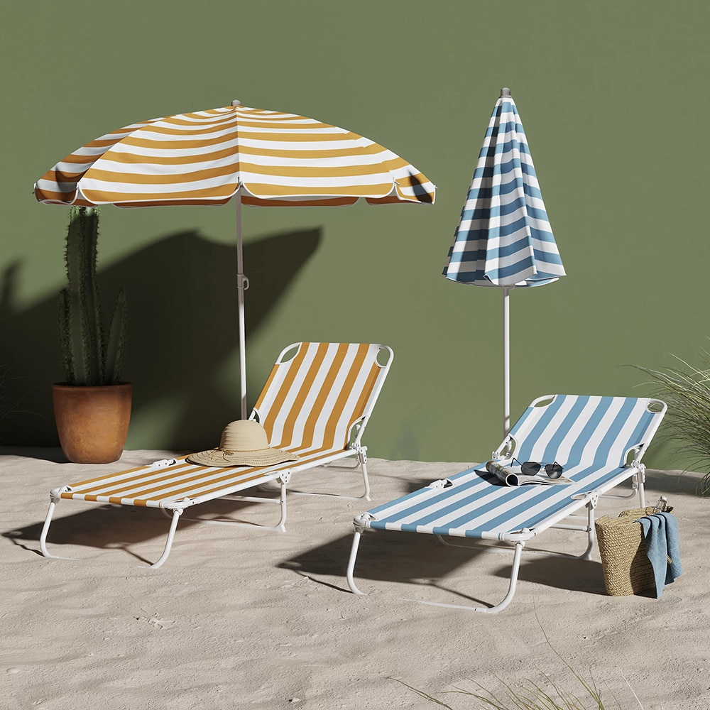 Sezlong gradina Curacao, otel, 183 x 57.5 x 79 cm, galben