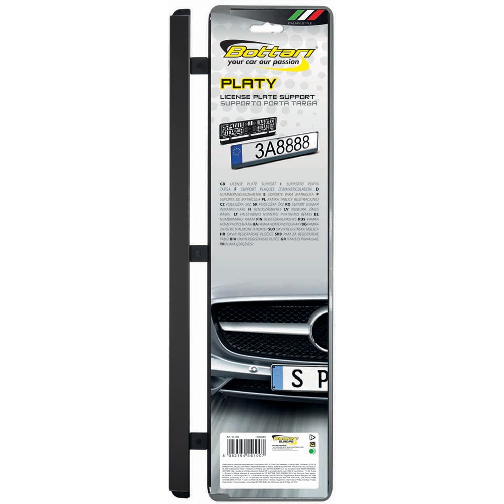 Suport numar inmatriculare BOTTARI Platy, 18cm, negru