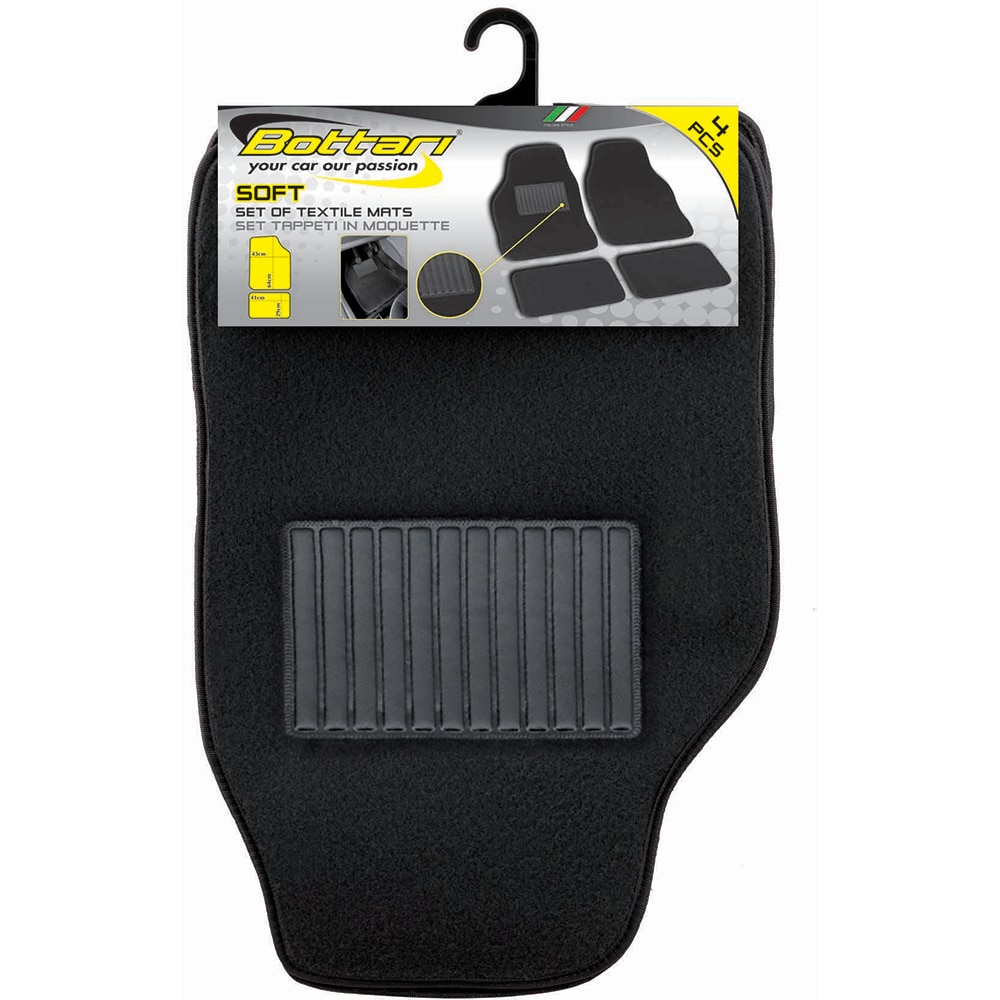 Set covorase auto BOTTARI Soft, Universal, textil, 4 bucati, negru