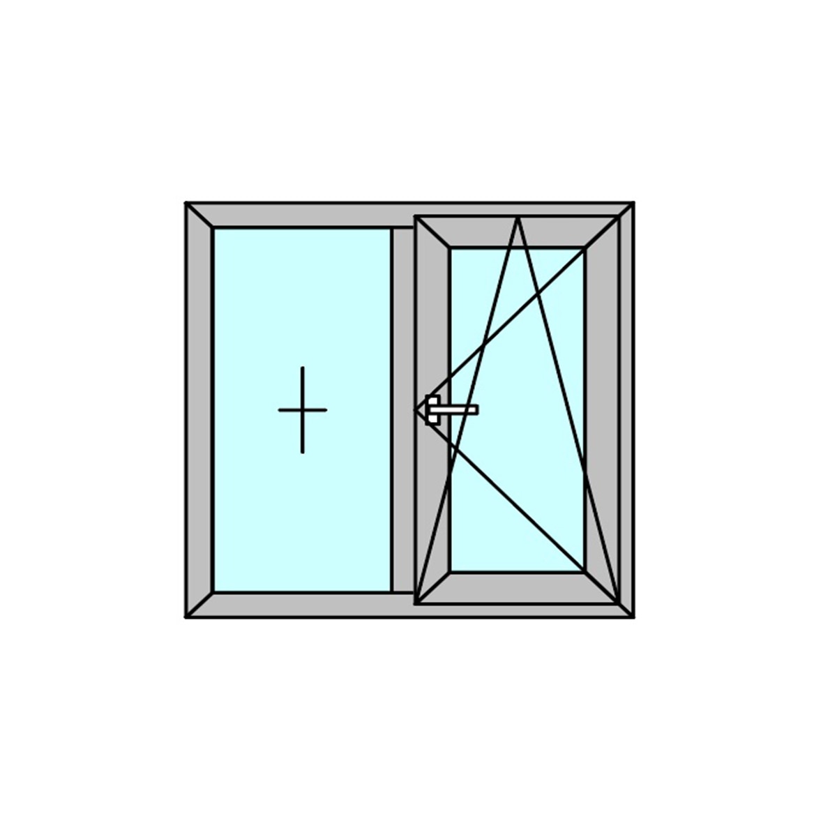 Fereastra termopan PVC, geam Float + Low-E, gri, 6 camere, 100 x 100 cm, stanga, dubla deschidere, fixa + oscilobatanta  Aplast