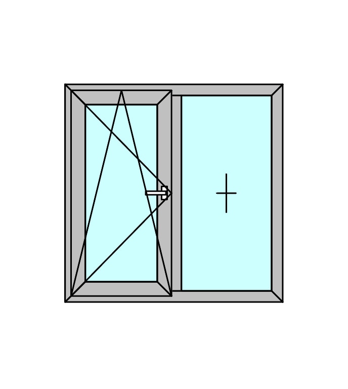 Fereastra termopan PVC, geam Float + Low-E, gri, 6 camere, 116 x 116 cm, dreapta, dubla deschidere, fixa + oscilobatanta  Aplast