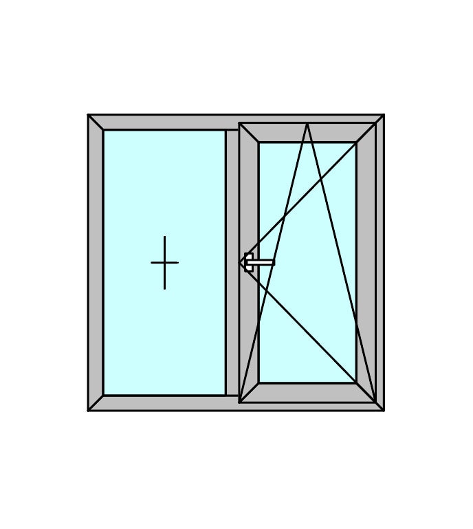 Fereastra termopan PVC, geam Float + Low-E, gri, 6 camere, 116 x 116 cm, stanga, dubla deschidere, fixa + oscilobatanta Aplast