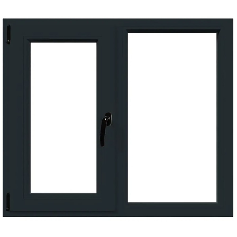 Fereastra termopan APLAST, PVC, 6 camere, 136 x 116 cm, deschidere oscilobatanta stanga, gri antracit