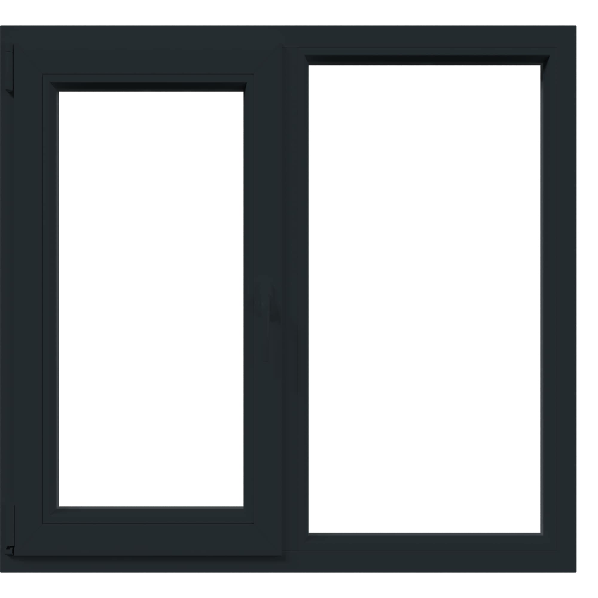 Fereastra termopan PVC, geam Float + Low-E, gri, 6 camere, 116 x 146 cm, dreapta, dubla deschidere, fixa + oscilobatanta  Aplast