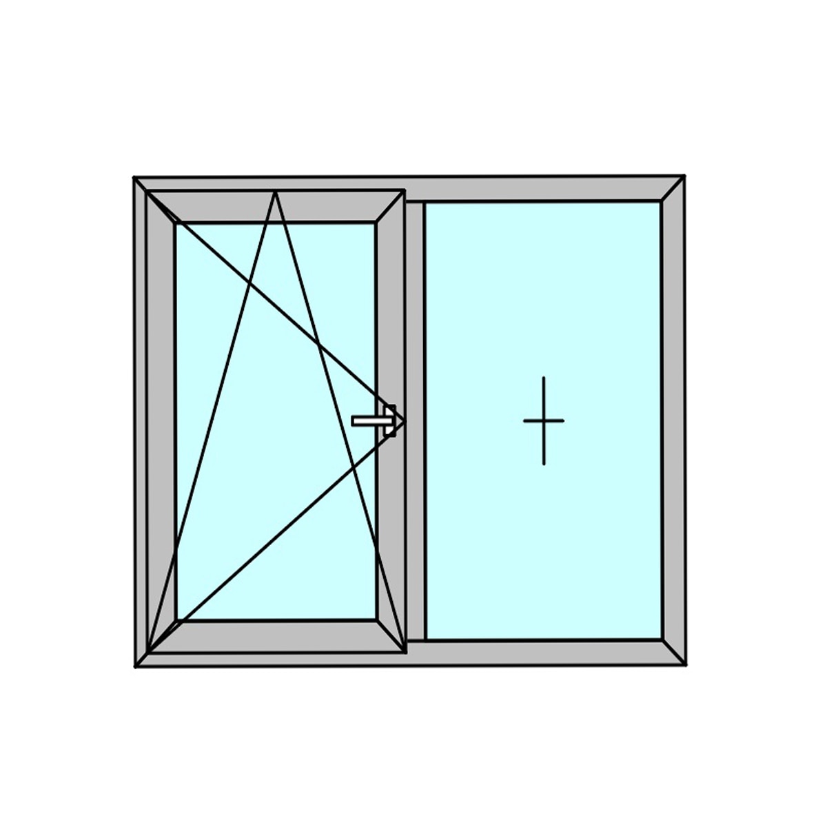 Fereastra termopan PVC, geam Float + Low-E, gri, 6 camere, 116 x 146 cm, dreapta, dubla deschidere, fixa + oscilobatanta  Aplast