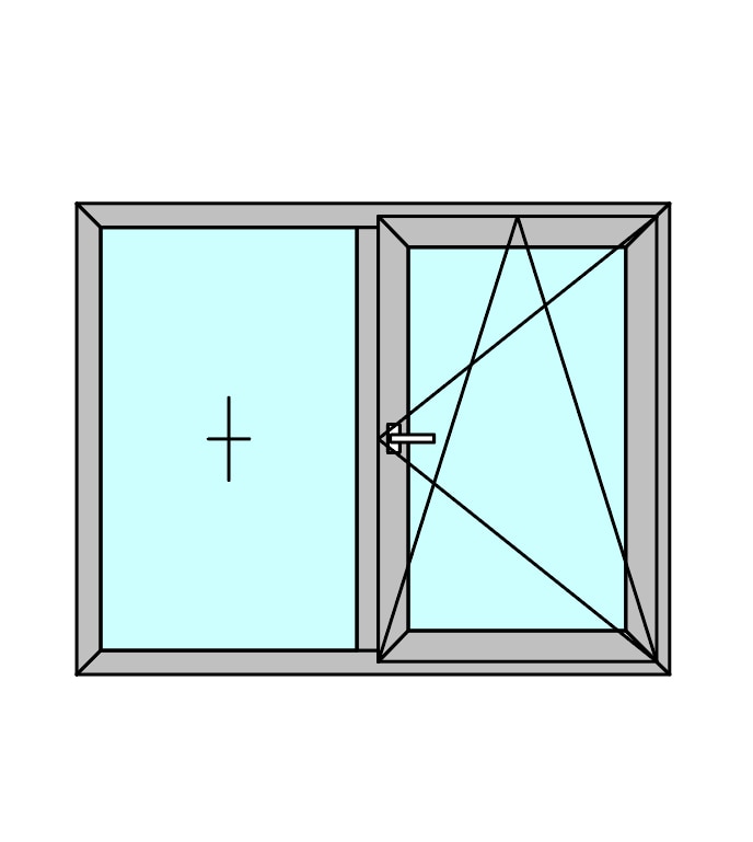 Fereastra termopan PVC, geam Float + Low-E, gri, 6 camere, 116 x 146 cm, stanga, dubla deschidere, fixa + oscilobatanta  Aplast