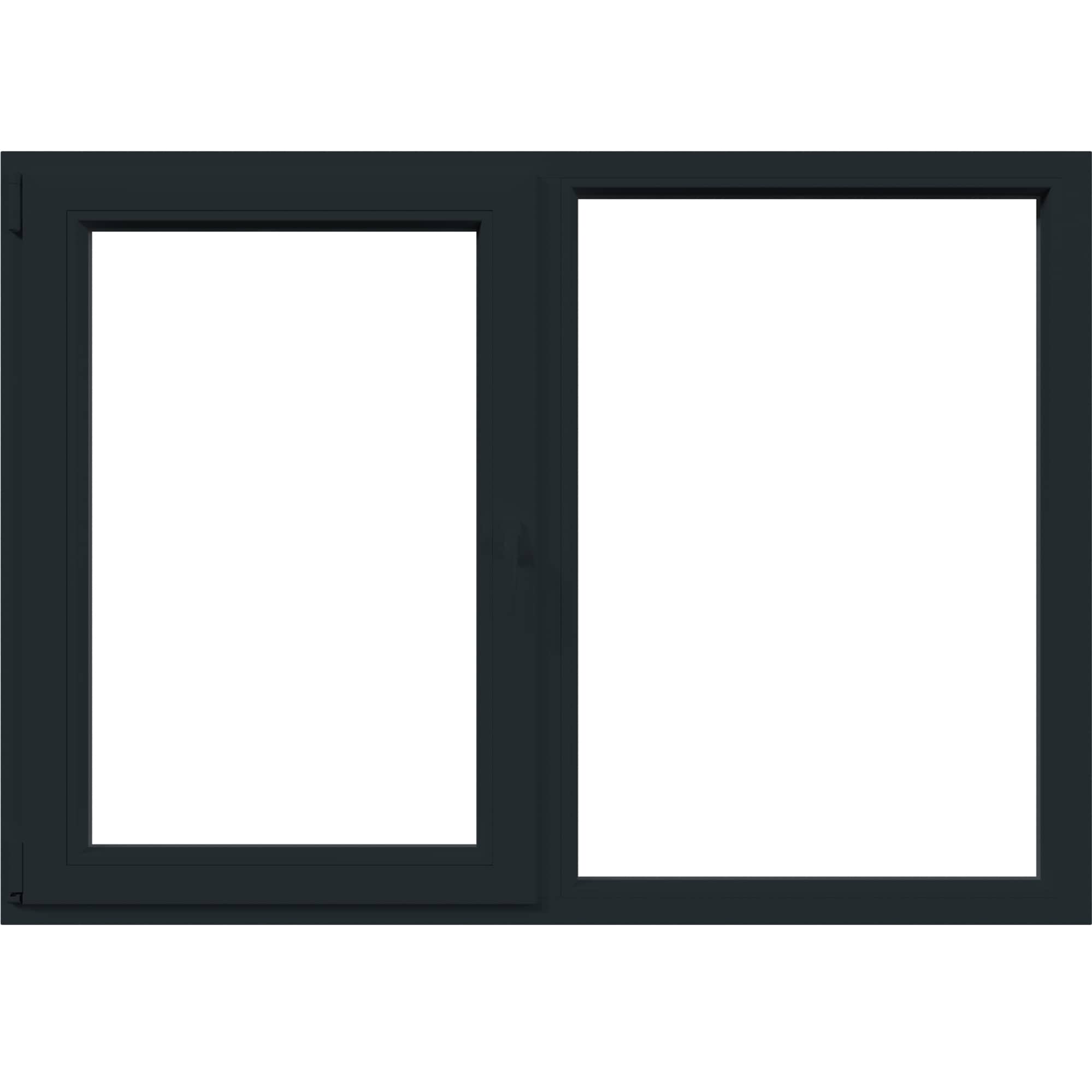 Fereastra termopan PVC, geam Float + Low-E, gri, 6 camere, 156 x 116 cm, dreapta, dubla deschidere, fixa + oscilobatanta • Aplast