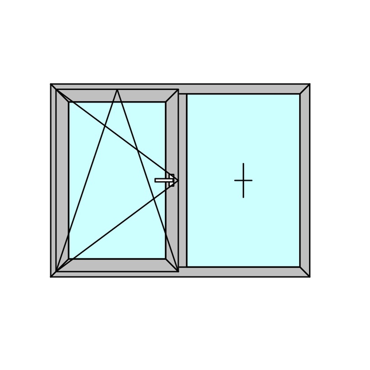 Fereastra termopan PVC, geam Float + Low-E, gri, 6 camere, 156 x 116 cm, dreapta, dubla deschidere, fixa + oscilobatanta • Aplast
