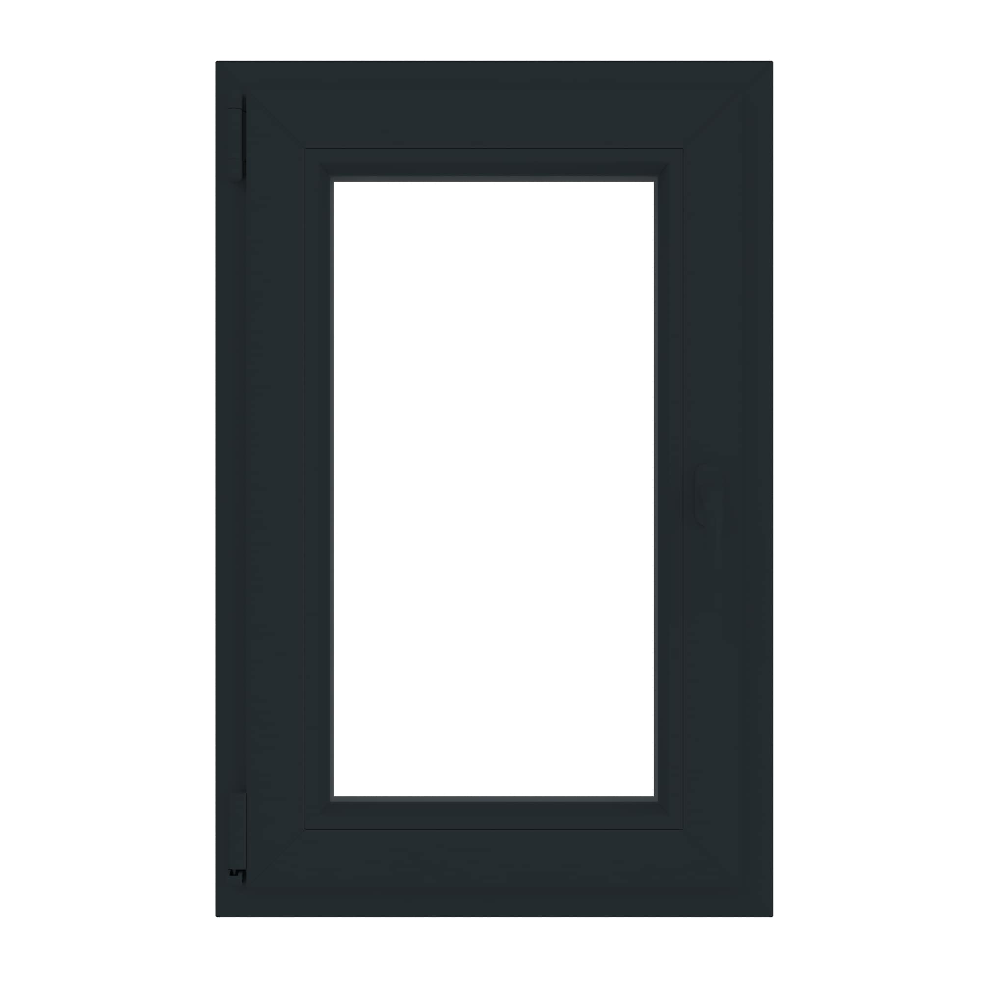 Fereastra termopan PVC, geam Float + Low-E, gri, 6 camere, 86 x 56 cm, stanga, dubla deschidere, oscilobatanta Aplast