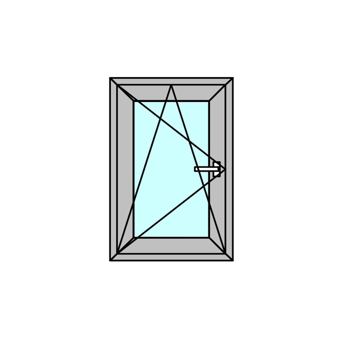 Fereastra termopan PVC, geam Float + Low-E, gri, 6 camere, 86 x 56 cm, stanga, dubla deschidere, oscilobatanta Aplast
