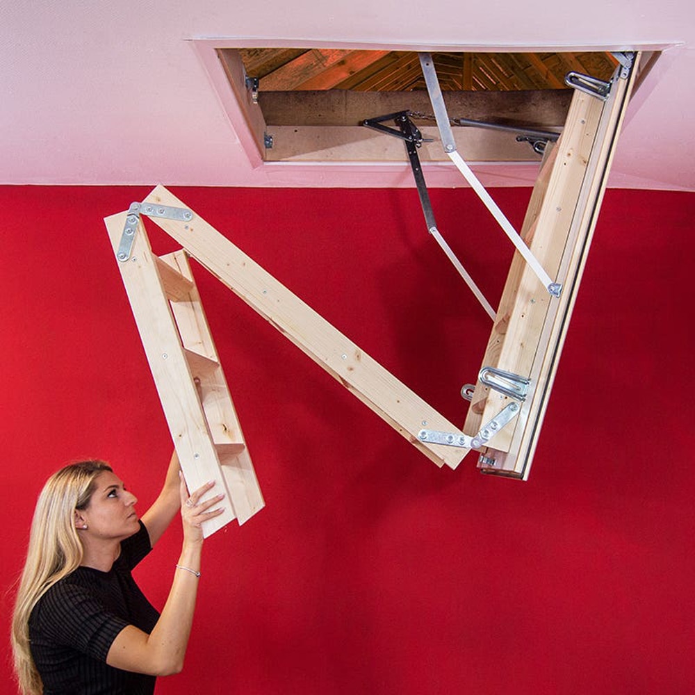 Scara mansarda Profil Termo, 110 x 60 x 280 cm, lemn, crem