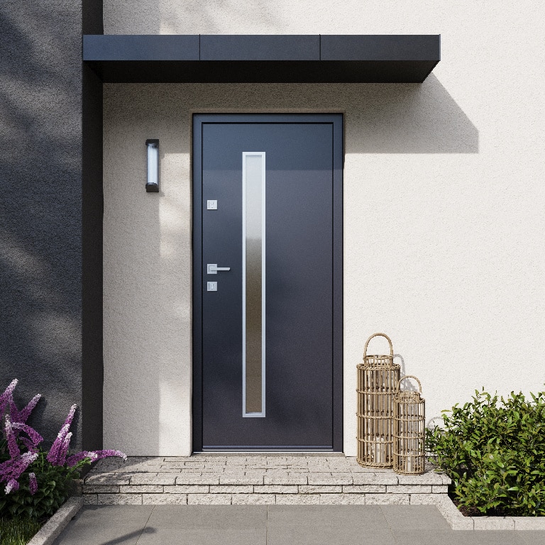 Usa de exterior pentru casa, metalica, antracit, cu geam, dreapta, 208 x 88 cm  Fortia Pasni