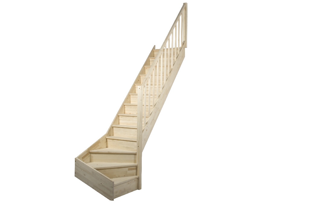 Scara interioara curba, lemn rasinos, cu contratrepte, turnanta dreapta Rapallo