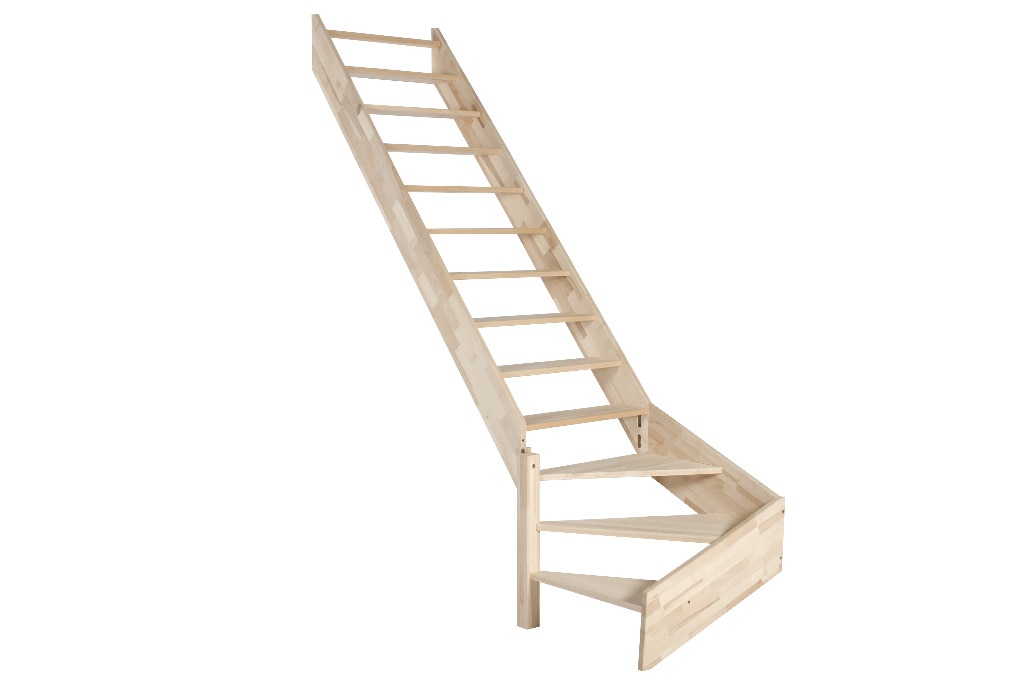 Scara interioara curba, fag, stanga, 277 x 261 x 82 cm Siderno