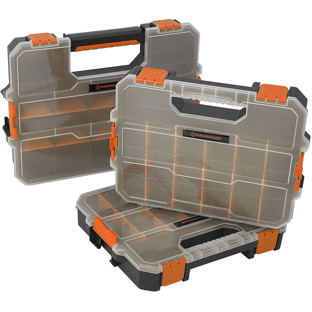 Set 3 organizatoare pentru unelte MAGNUSSON, total 53 compartimente, polipropilena, negru/portocaliu