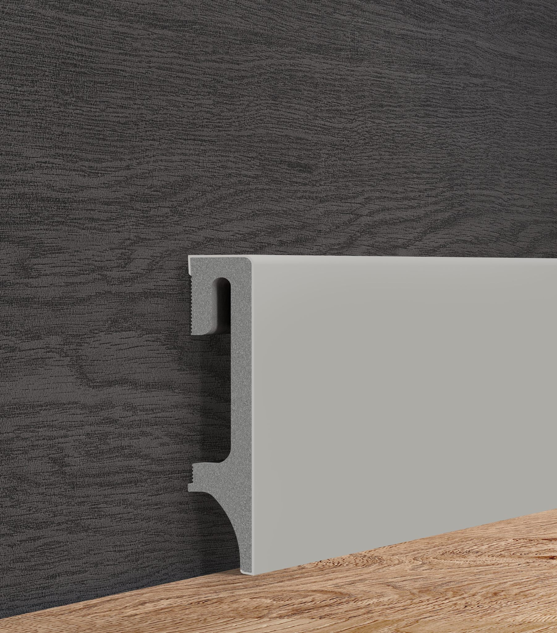 Plinta parchet, PVC, gri cald, 2500 x 80 mm  VOX