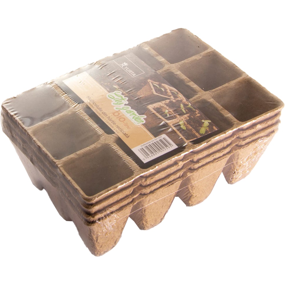 Ghivece multicelule rasaduri CITY GARDEN, carton, 3 x 4 cm, bej