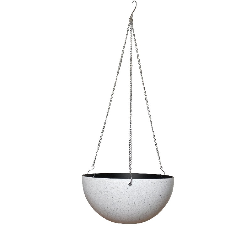 Ghiveci suspendat, din plastic, alb, forma rotunda, 25 cm diametru  Verve