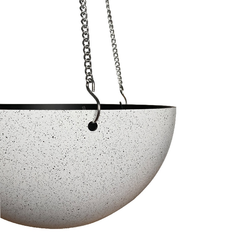 Ghiveci suspendat, din plastic, alb, forma rotunda, 25 cm diametru  Verve