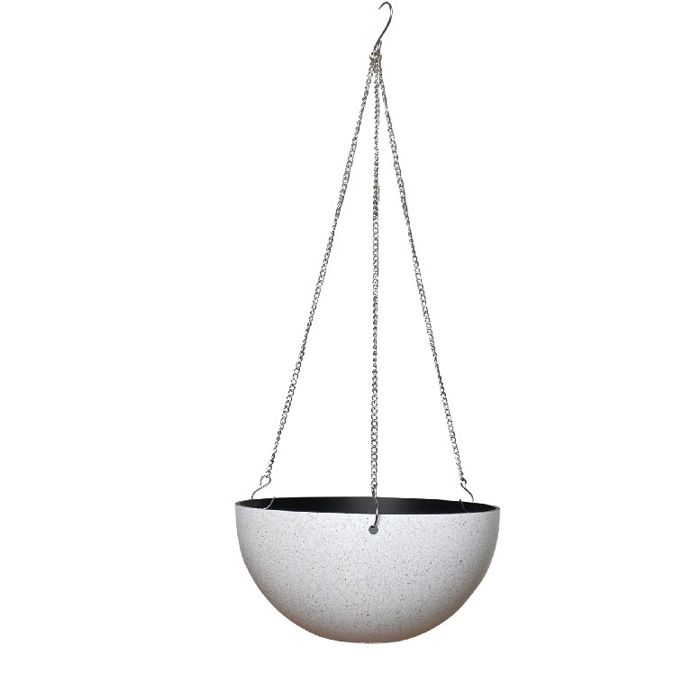 Ghiveci suspendat, din plastic, alb, forma rotunda, 33 cm diametru • Verve