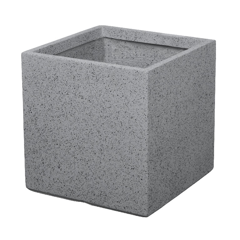 Ghiveci din fibra de lut, gri, forma patrata, 40 cm inaltime  Verve