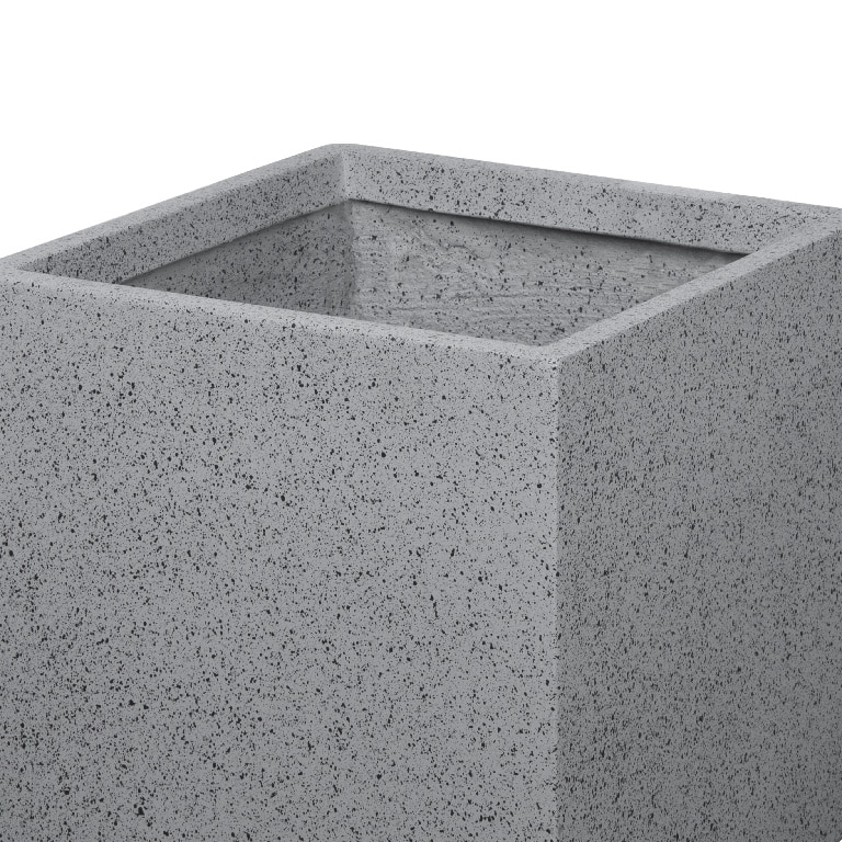 Ghiveci din fibra de lut, gri, forma patrata, 40 cm inaltime  Verve