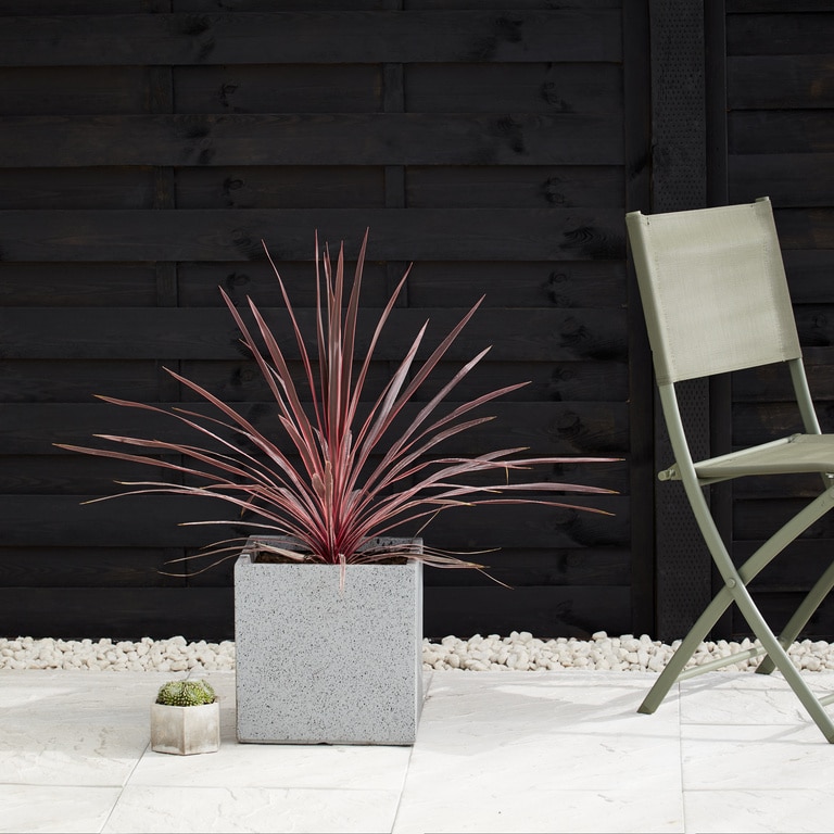 Ghiveci din fibra de lut, gri, forma patrata, 40 cm inaltime  Verve