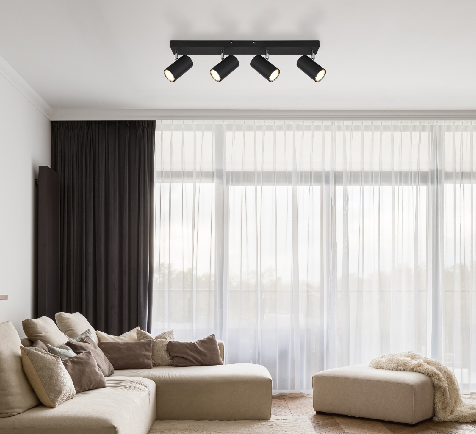 Spot Led Negru Metal 4X 35W Gu10