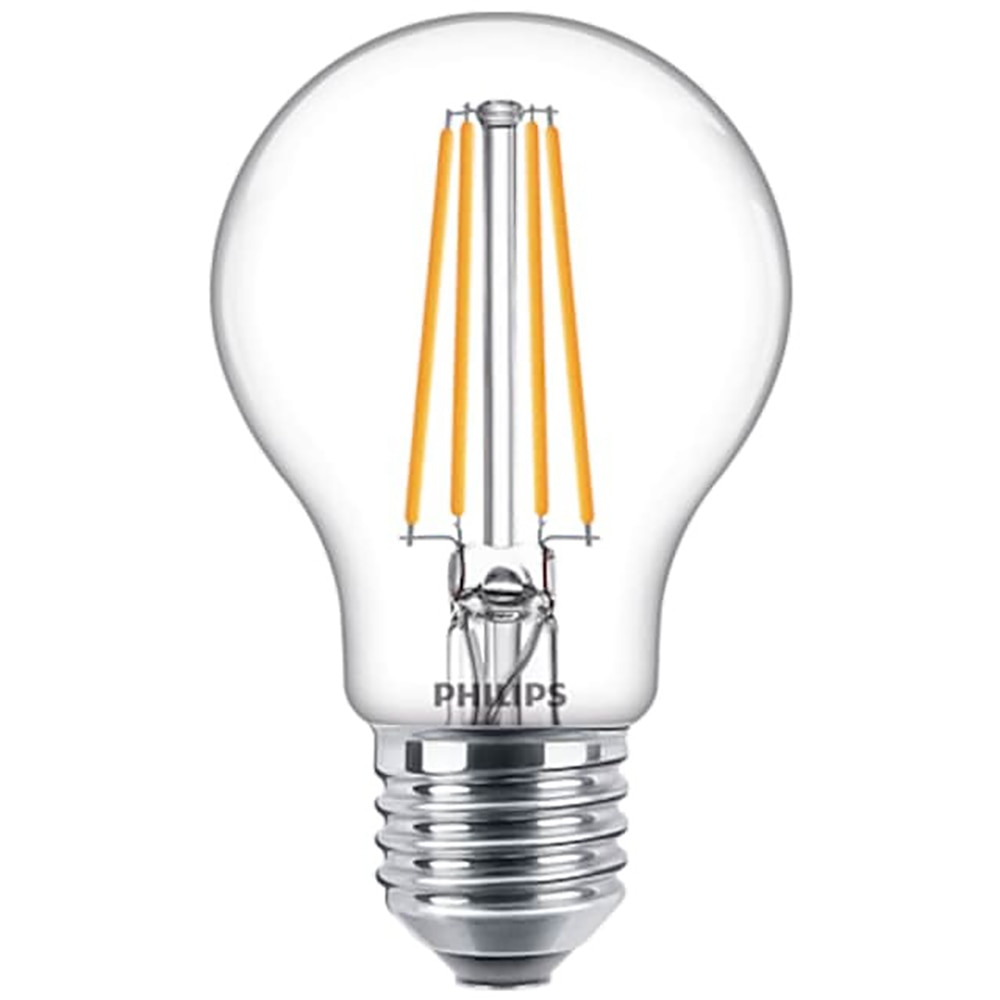 Bec filament PHILIPS Clear A60, E27, 7W, 806lm, lumina calda