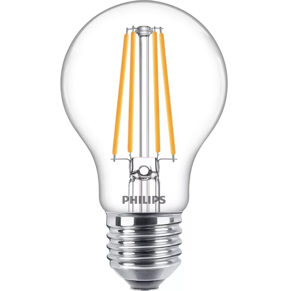 Bec filament PHILIPS Clear A60, E27, 8.5W, 1055lm, lumina calda