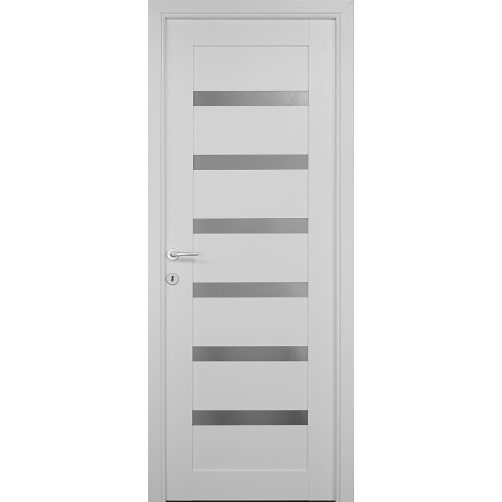 Usa interior Linneya, cu geam, reversibila, MDF, 68 x 203 cm, alb
