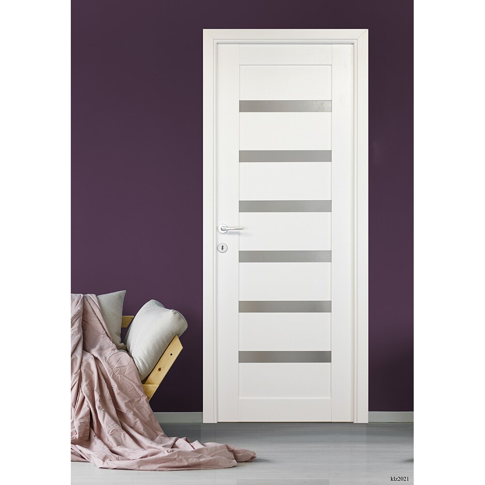 Usa interior Linneya, cu geam, reversibila, MDF, 68 x 203 cm, alb