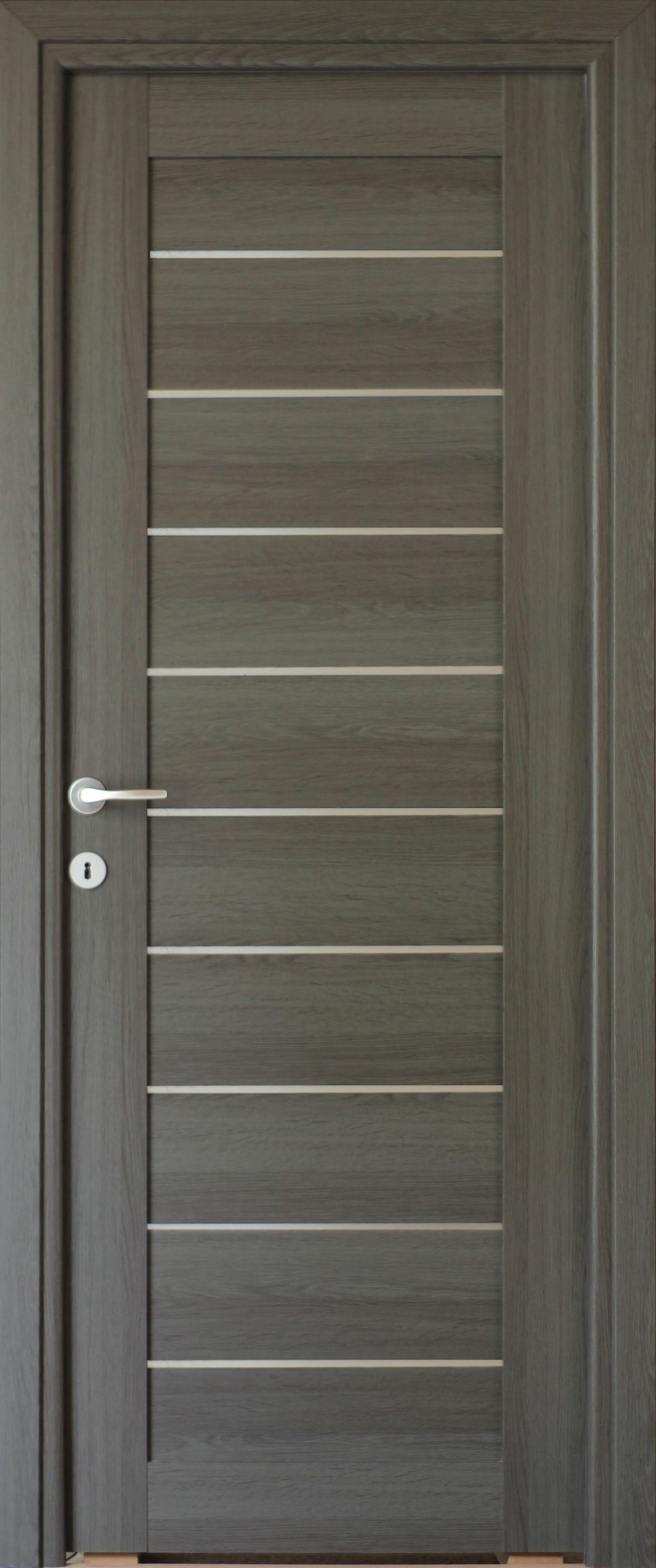 Usa de interior cu geam, antracit, reversibila, mdf, 203 x 88 cm, toc inclus  Tarra