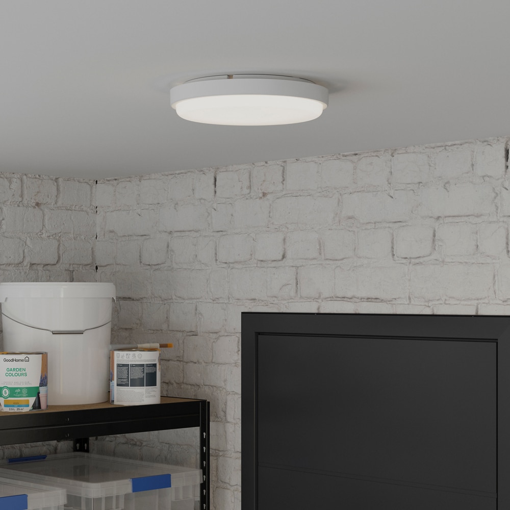 Aplica Bulkhead GoodHome, IP44, 28 cm, alb