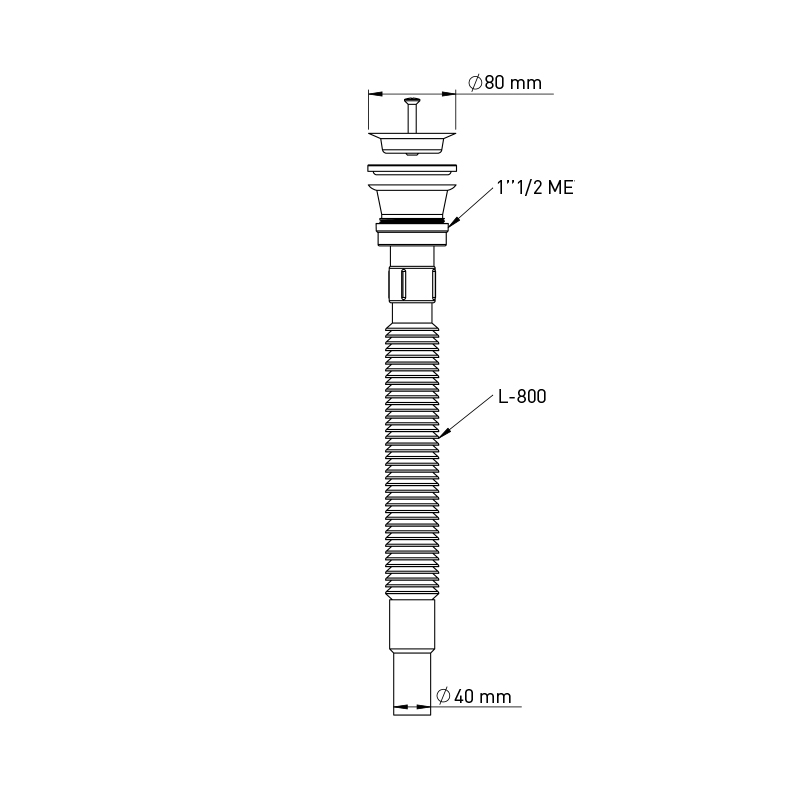Sifon flexibil cu piulita metal 1 1/2", 40 mm • Essentials