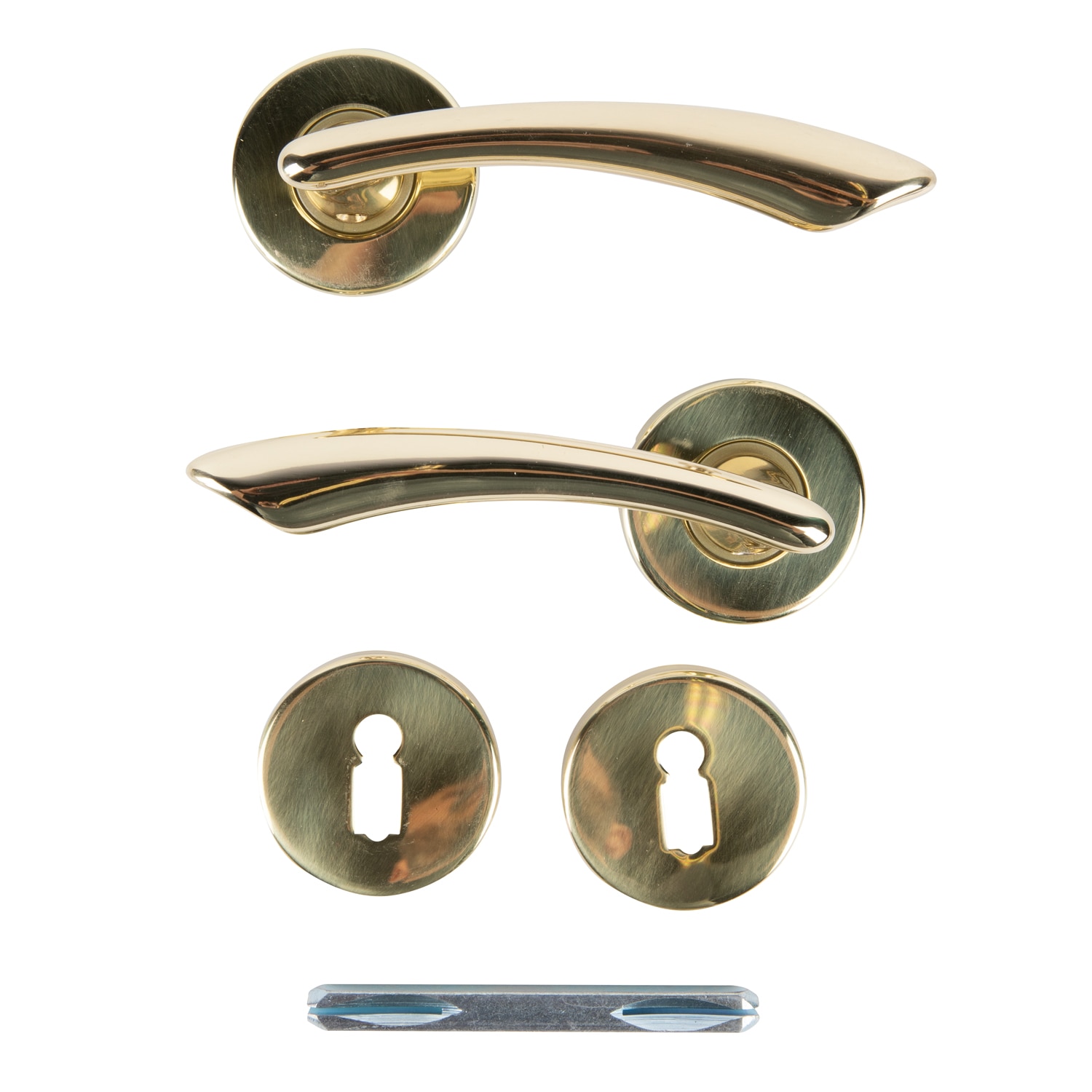 Maner usa, rozeta 50 mm, cheie, auriu lucios Ninfea