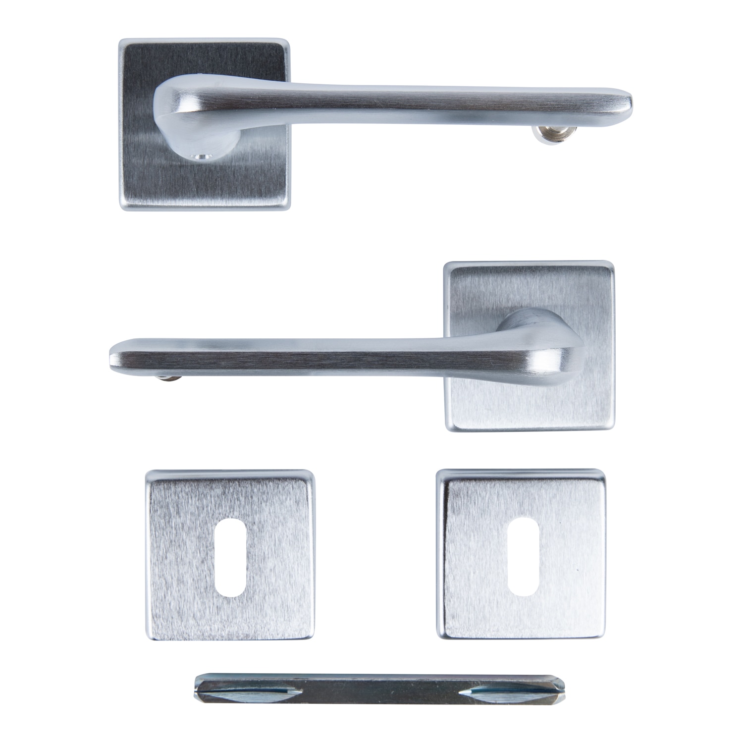 Maner usa, rozeta 50 x 50 mm, cheie, crom satin  Vittoria